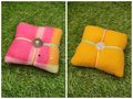 Orange And Pink Plaid Fleece Pin Cushions