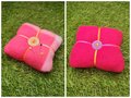 Orange And Pink Plaid Fleece Pin Cushions