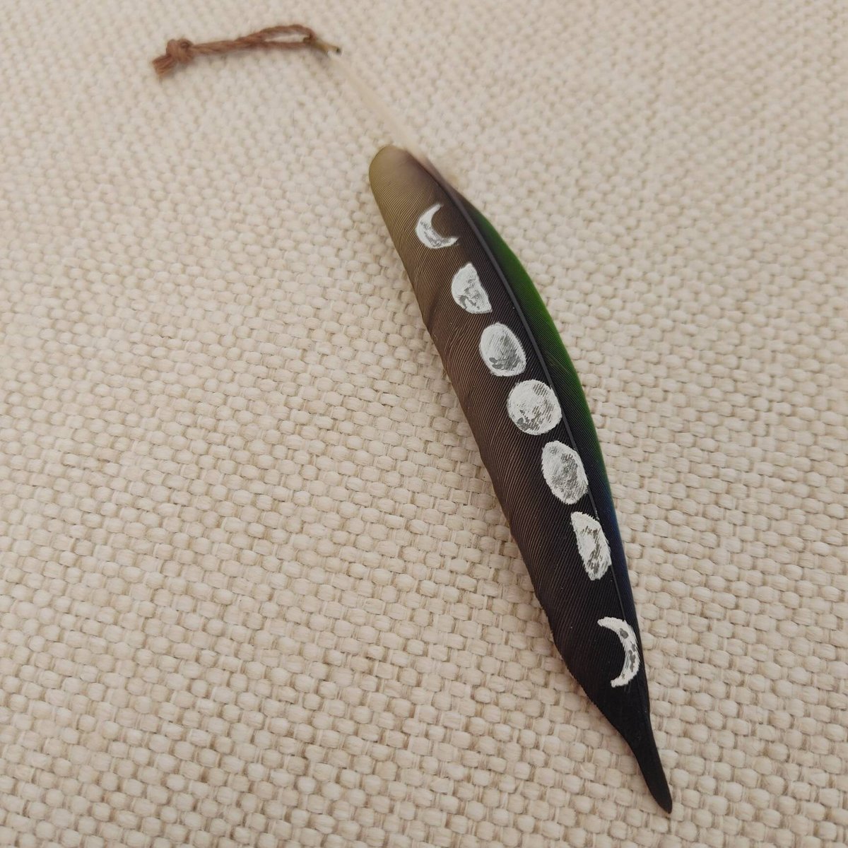 Moon Cycles Painted Mini Feather