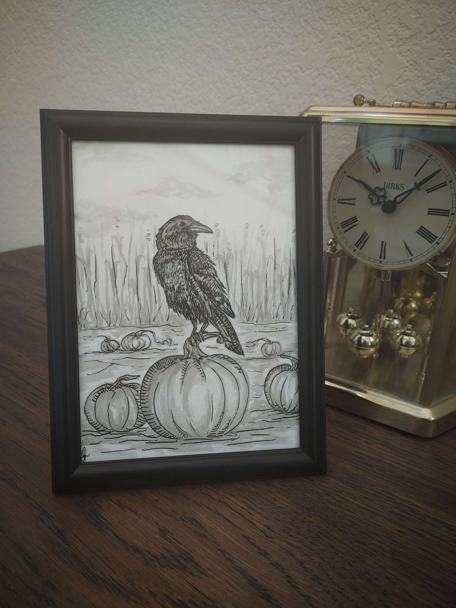Raven In Pumpkin Patch Artwork