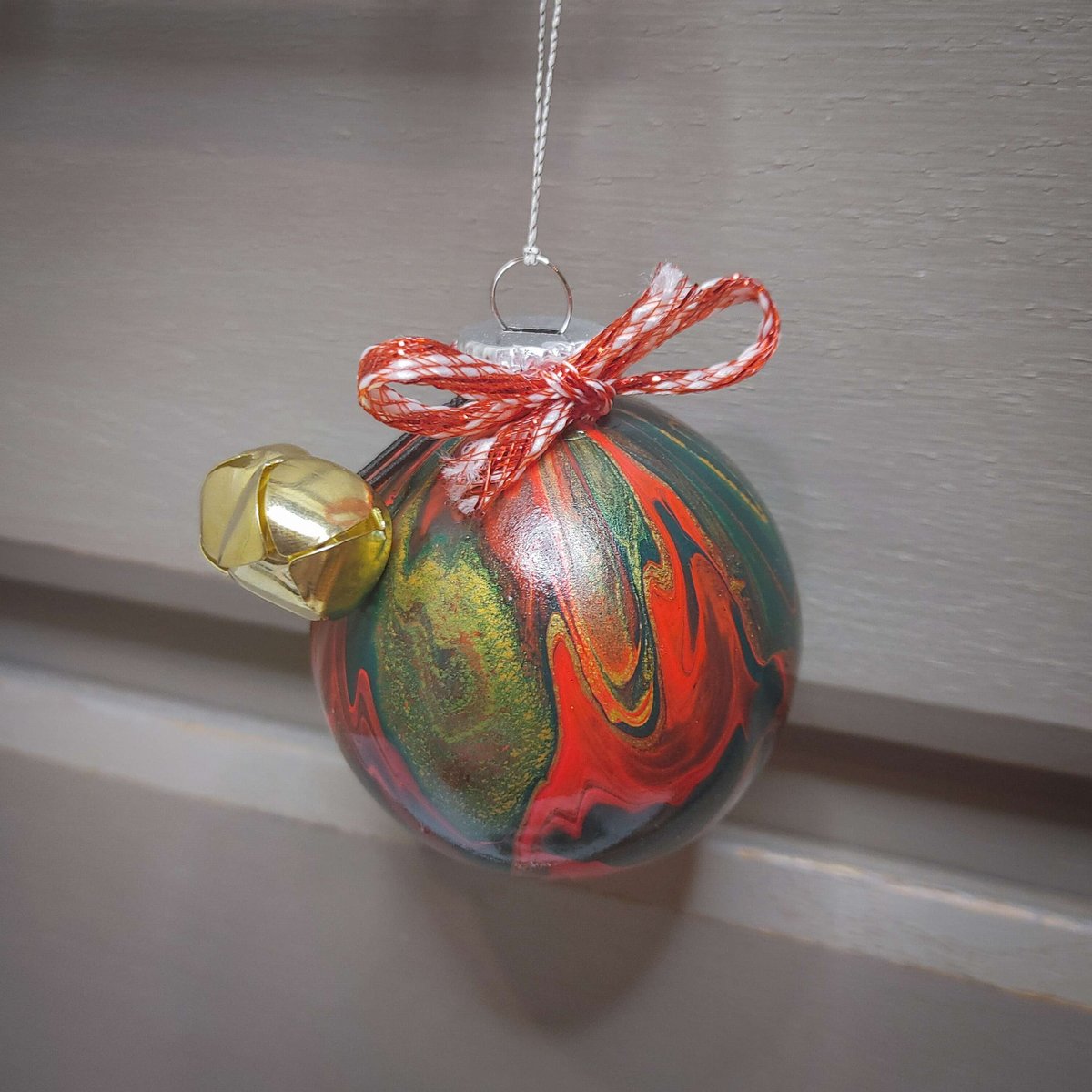Christmas Colors Acrylic Pour Tree Ornaments