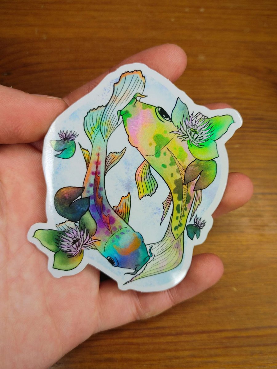 Rainbow Koi Fish Holographic Sticker