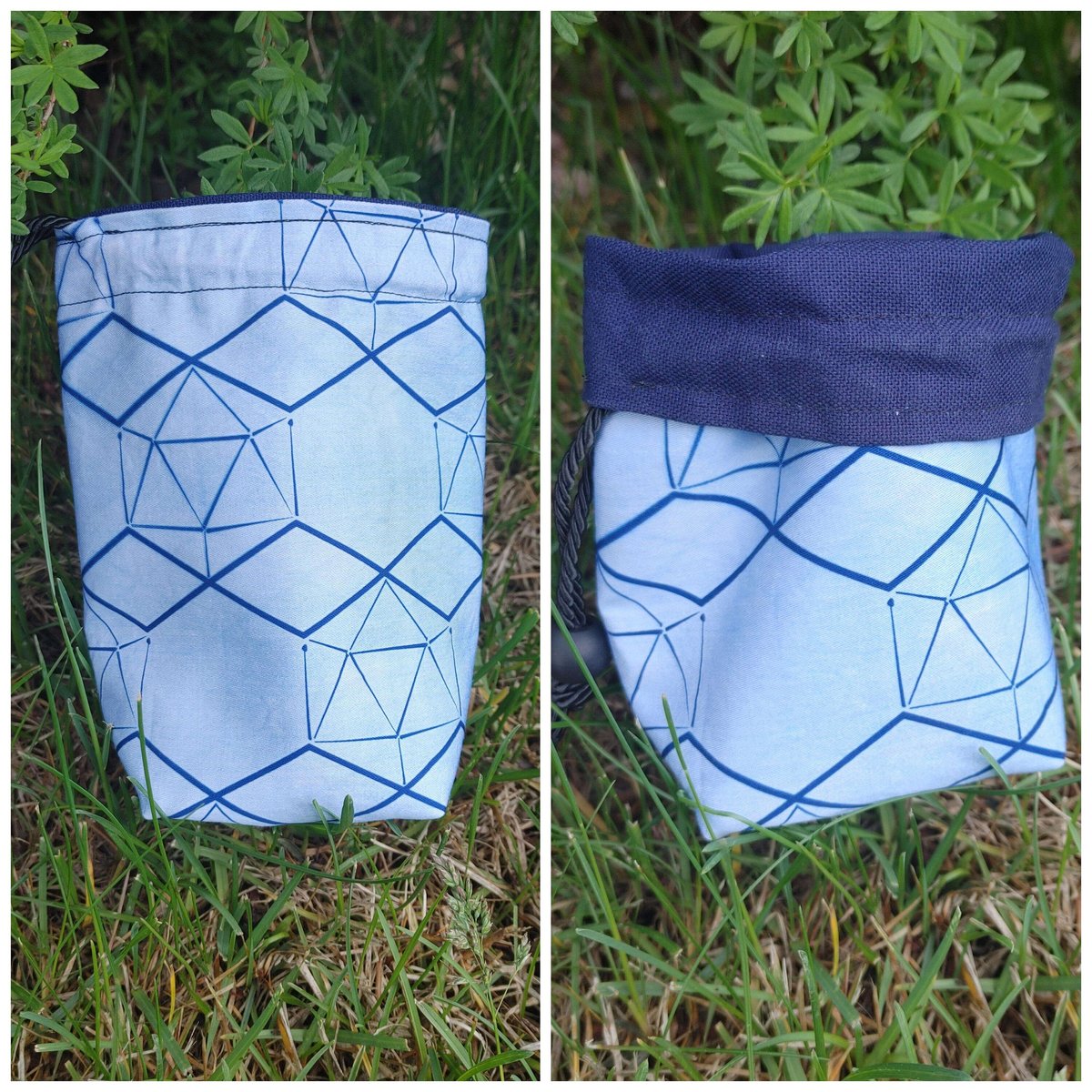 Hand Printed Cyanotype Dice Bags