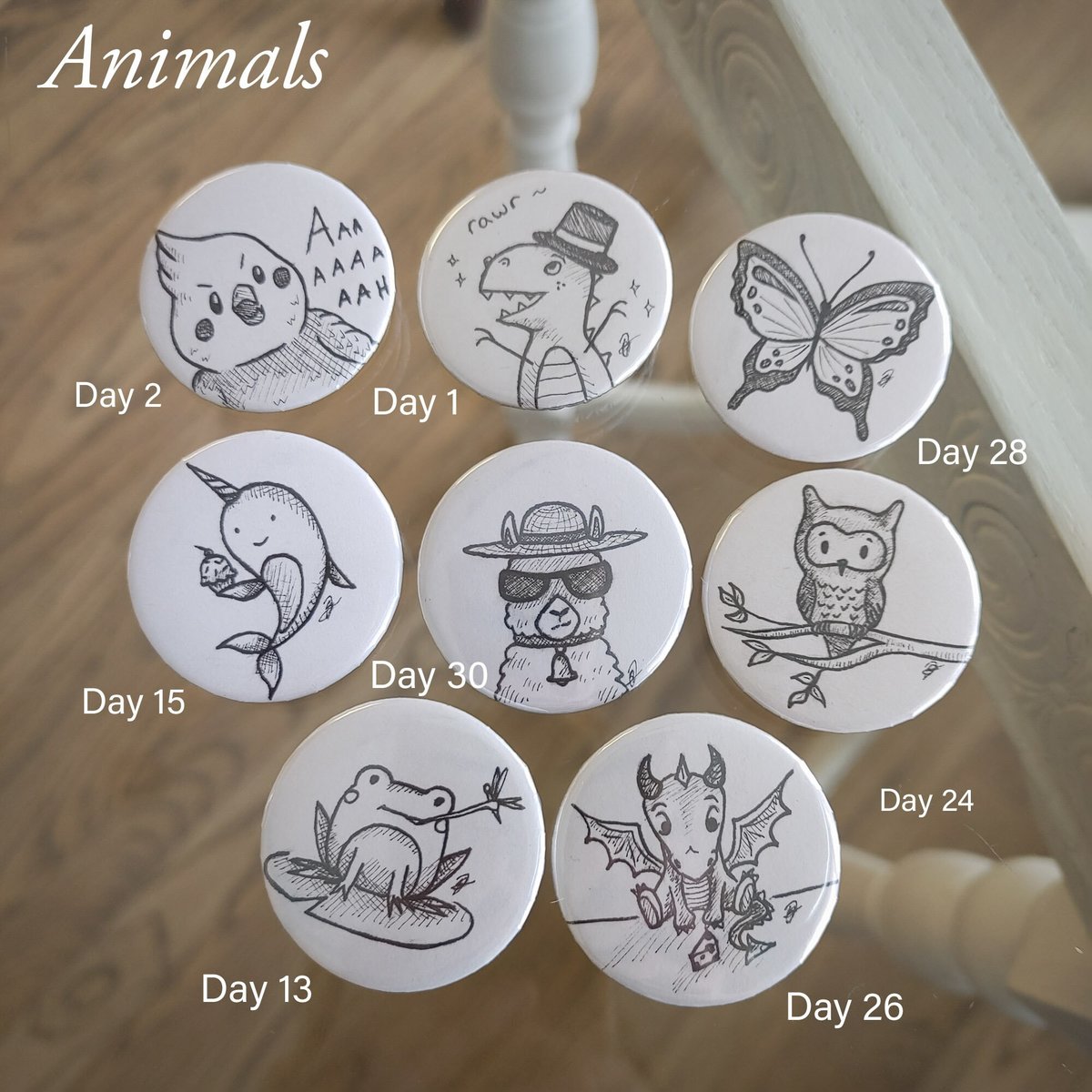 Inktober 2023 Button Pins