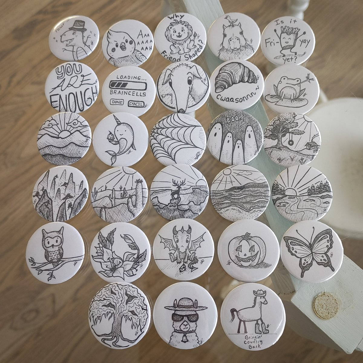 Inktober 2023 Button Pins
