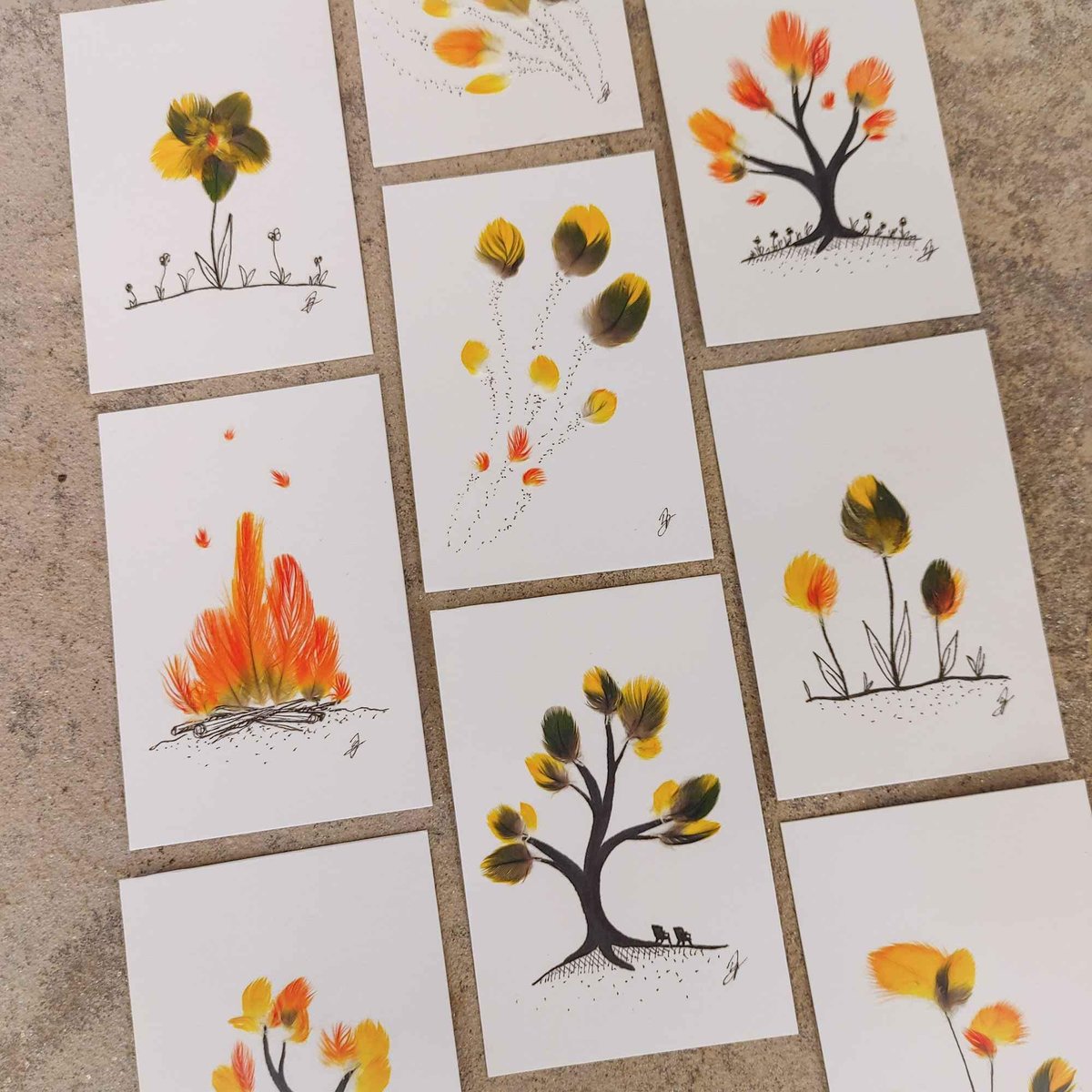 Mini Feather Collage Illustrations