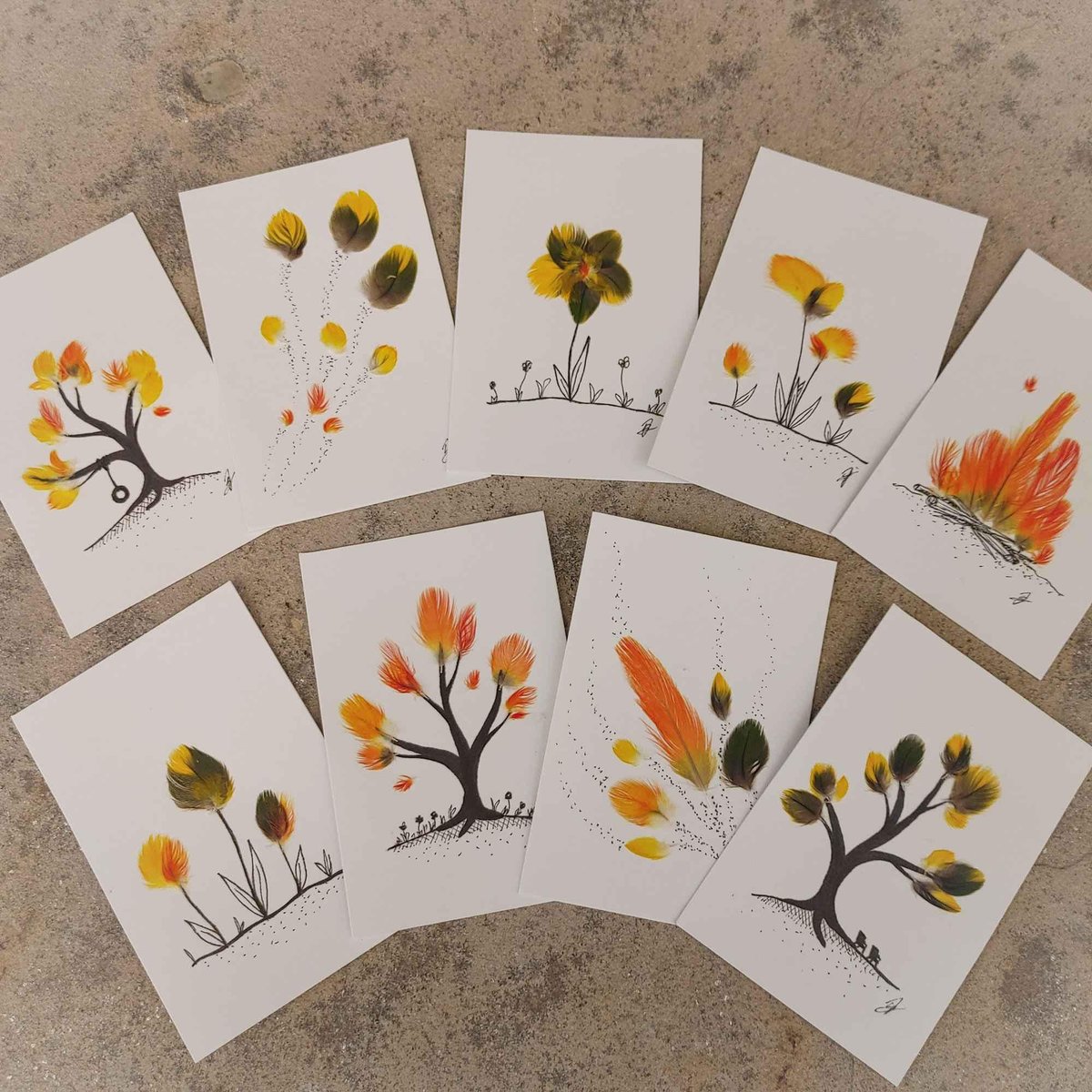 Mini Feather Collage Illustrations