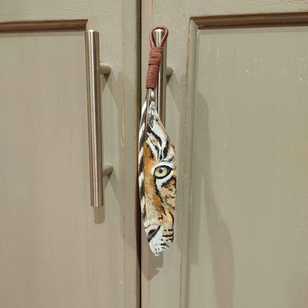 Tiger Eye Painted Turkey Feather