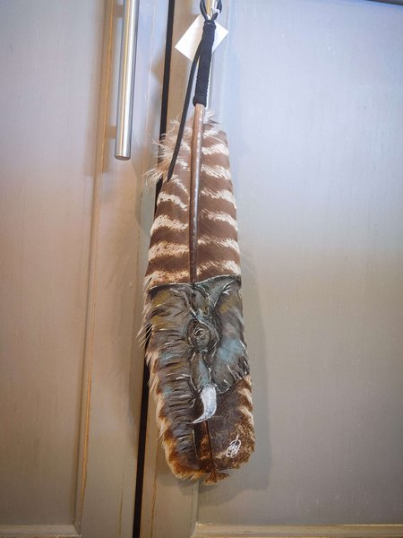 Elephant Painted Turkey Feather