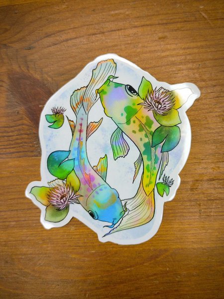 Rainbow Koi Fish Holographic Sticker