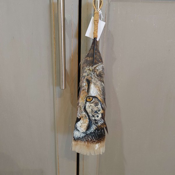 Cheetah Painted Turkey Feather