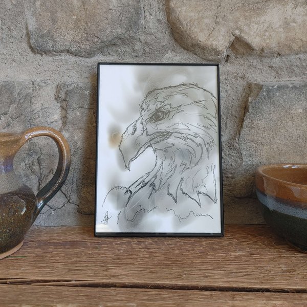 Eagle Portrait Fumage and Ink