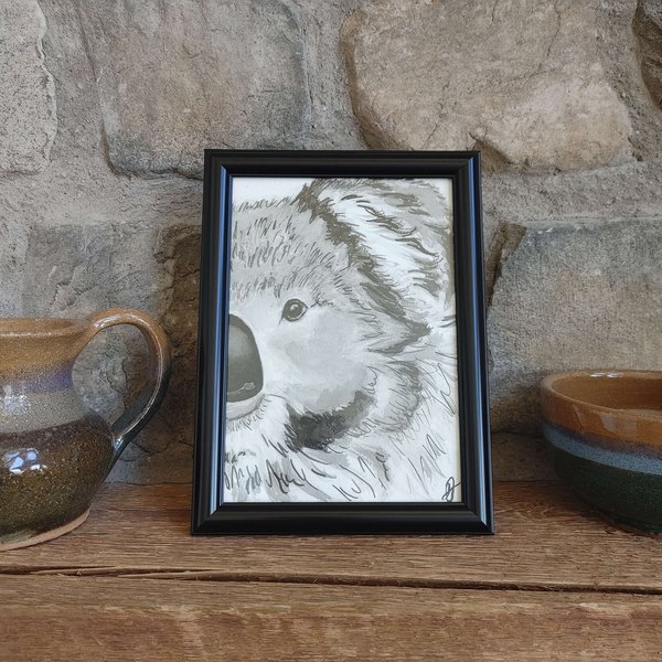 Koala Half Portrait Sumi Ink Painting