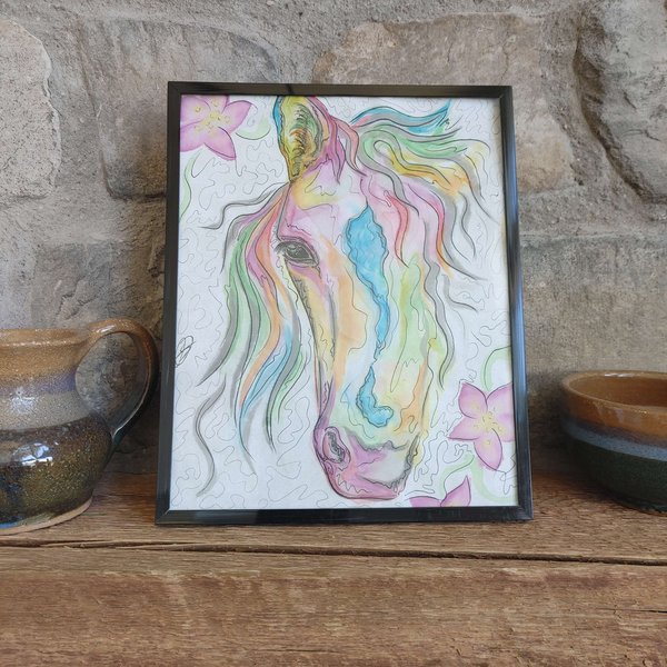 Flowery Horse Portrait Illustration