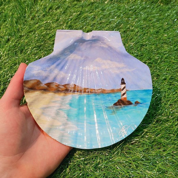 Beach Landscape Painted Shell