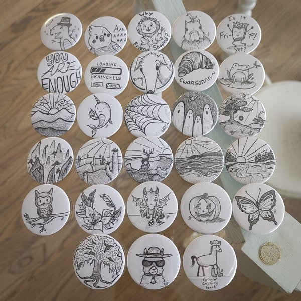 Inktober 2023 Button Pins