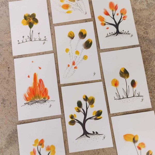 Mini Feather Collage Illustrations