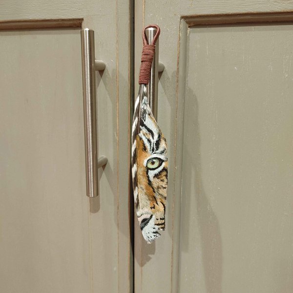Tiger Eye Painted Turkey Feather